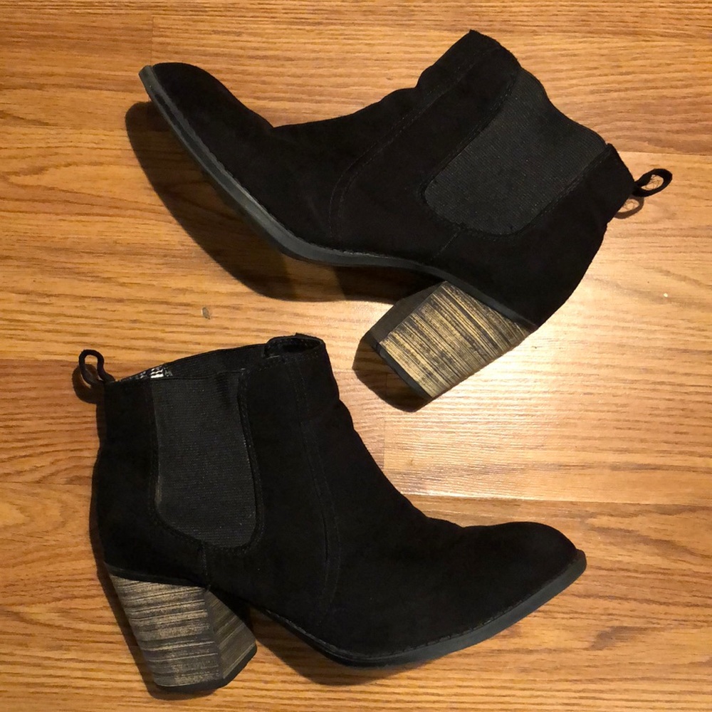 Diba Black Suede-Like Ankle Boots Size 8.5